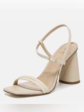 Sam Edelman Kit Ivory Square Toe Slingback Block Heel Sandals Size 8.5